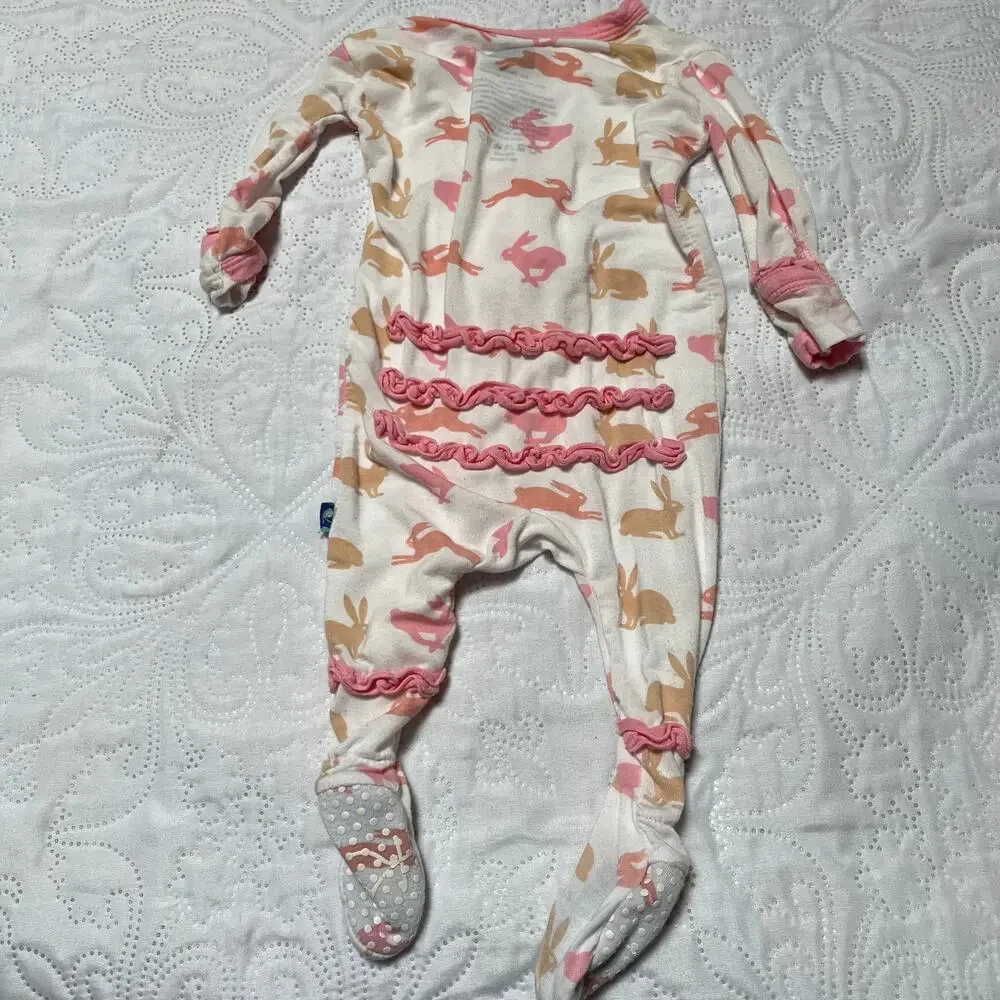 Kickee Pants Bunny Ruffle Bottom Pajamas Size 0-3m